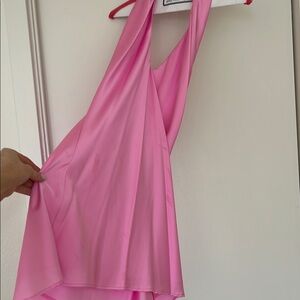 Show Me Your MuMu Pink Luxe Satin Halter Mini Dress